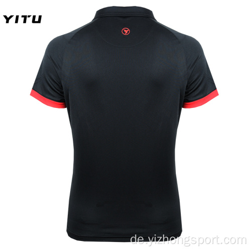 Feuchtigkeitstransportierendes Dry Fit Poloshirt aus schwarzem Polyester